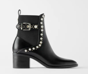 Ankle boots with faux pearls